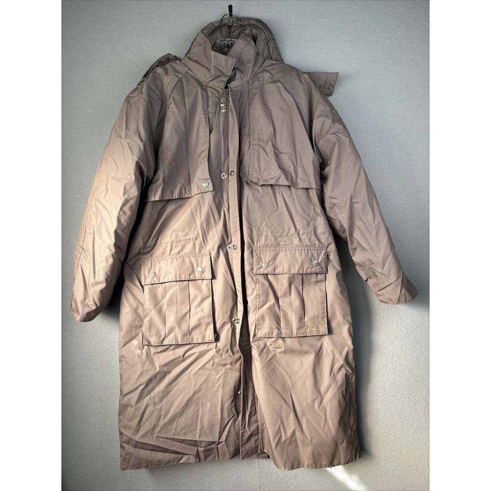 Salco Women's Coat XL Beige Down Feather Removable Down Lining Full Zip